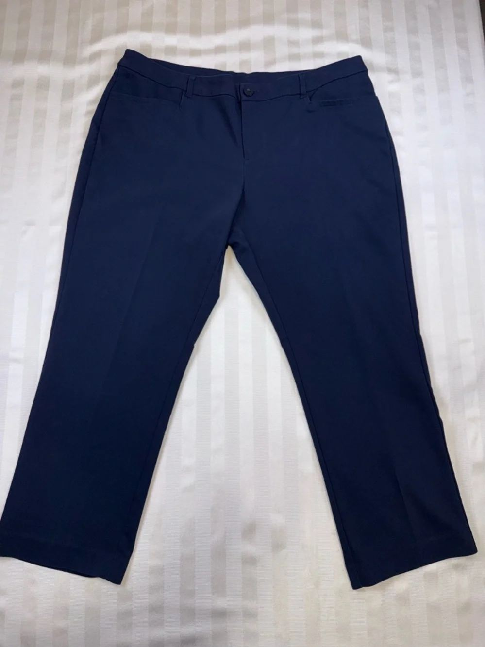 CJ Banks Everyday Trouser Navy Blue 16W Petite Cotton Blend